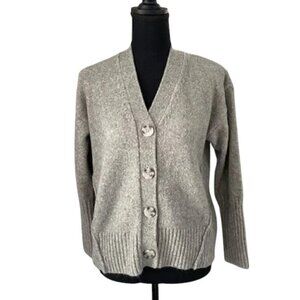 RACHEL ZOE Button Front Raw Hem Cardigan Sweater Gray Medium